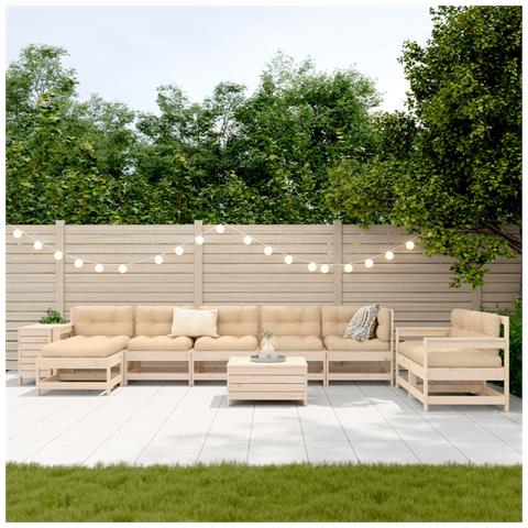 Set Divani Da Giardino 10 Pz In Legno Massello Di Pino - Foto 3