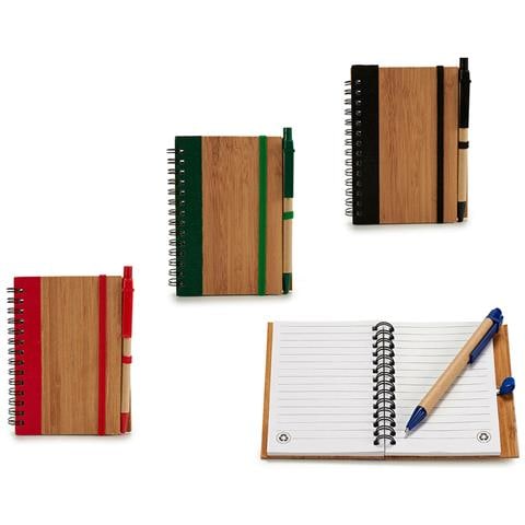 Pack 4 Quaderni Bambu Gomma Liscia E Penna 13x10cm Assortimento 4 Colori. - Foto 2