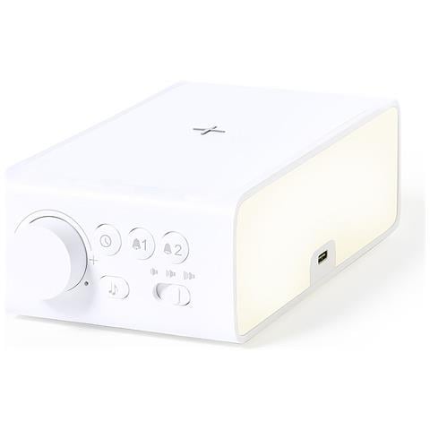 Caricabatterie Per Orologio Multifunzione Wireless Con Ricarica Rapida Da 10 W. 36 Led. Intensità Della Luce Regolabile. Connessione Usb 15,4x5,1x8,7 Cm. Colore Bianco - Foto 2