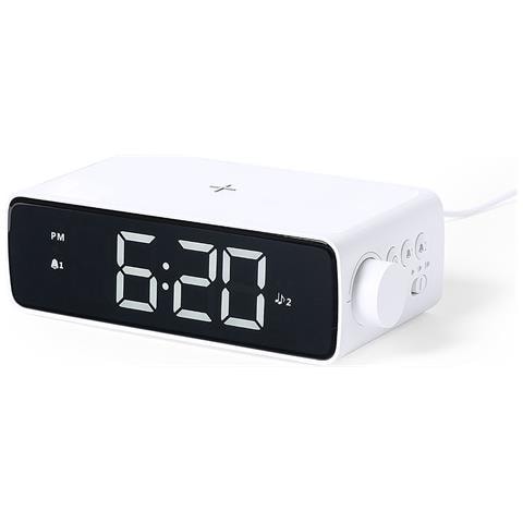Caricabatterie Per Orologio Multifunzione Wireless Con Ricarica Rapida Da 10 W. 36 Led. Intensità Della Luce Regolabile. Connessione Usb 15,4x5,1x8,7 Cm. Colore Bianco - Foto 1
