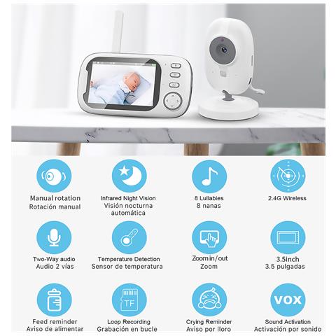 Telecamera Vb603 Pro Baby Monitor Hd 720p, Con Schermo Indipendente Da 3,5. Rilevamento Di Movimento E Temperatura, Comunicazione A 2 Vie. - Foto 2