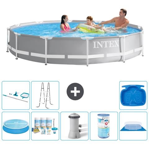 Piscina Fuori Terra - In Giro - 366x76 Cm - Grigio - Include Accessori Coordinati A1960 - Foto 1