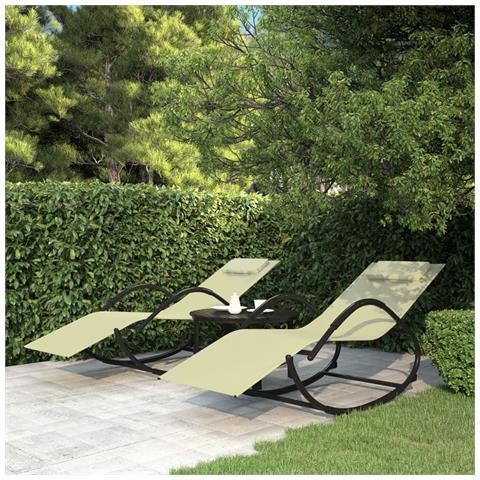 Lusso Casadino -  Lettini Prendisole A Dondolo 2 Pz In Acciaio E Textilene Crema - Foto 7