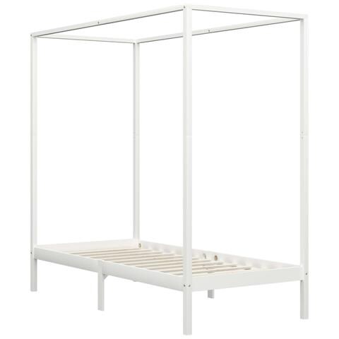 Lusso Casadino -  Giroletto Con Baldacchino Senza Materasso Bianco Pino 90x200 Cm - Foto 1