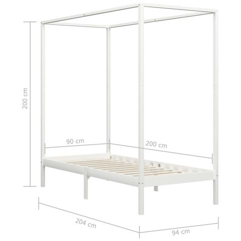 Lusso Casadino -  Giroletto Con Baldacchino Senza Materasso Bianco Pino 90x200 Cm - Foto 7