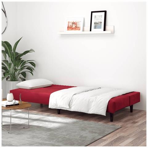 Lusso Casadino -  Divano Letto A 2 Posti Rosso Vino In Velluto - Foto 2