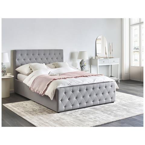 Letto Contenitore Tessuto Amiens 140 X 200 Cm Grigio Chiaro - Foto 1