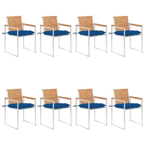 Sedie Da Giardino Con Cuscini 8 Pz In Legno Massello Di Teak - Foto 2