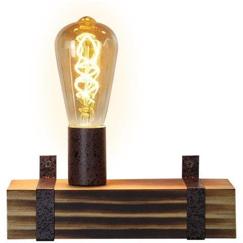 Applique Da Parete E27 In Legno Retrò, Faretto Da Parete 23cm In Stile Industriale - Foto 1