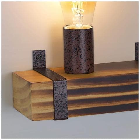 Applique Da Parete E27 In Legno Retrò, Faretto Da Parete 23cm In Stile Industriale - Foto 7