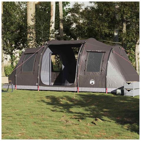Tenda da Campeggio a Tunnel per 4 Persone Marrone Impermeabile - Foto 1