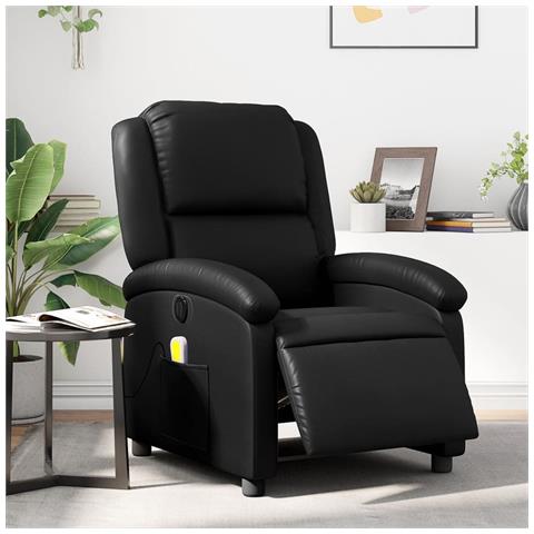 Poltrona Massaggiante Reclinabile Elettrica Nera in Similpelle - Foto 2