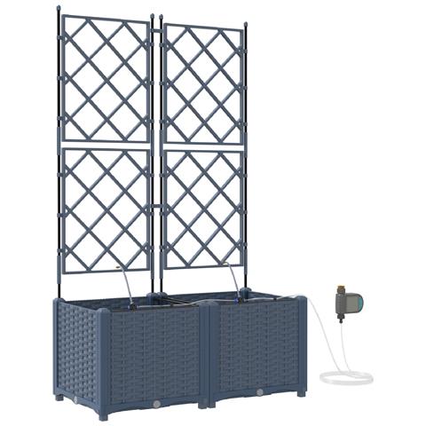 Fioriere da Giardino con Sistema di Irrigazione 2 pz Grigio - Foto 1