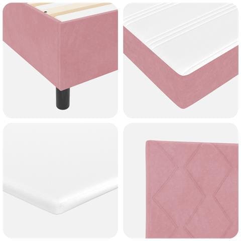 Letto Box Spring con Materasso Rosa 140x200 cm in Velluto - Foto 9