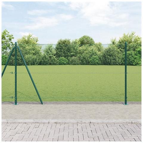 Recinzione in rete saldata con 7 post flangiati Verde 1,2x10 m Acciaio - Foto 2