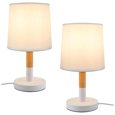 Lampada Da Tavolo Con Attacco E27, Lampada Da Comodino, Moderna Lampada Da Camera Da Letto, Paralume Bianco - Foto 1