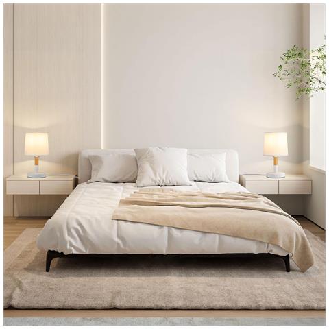 Lampada Da Tavolo Con Attacco E27, Lampada Da Comodino, Moderna Lampada Da Camera Da Letto, Paralume Bianco - Foto 7