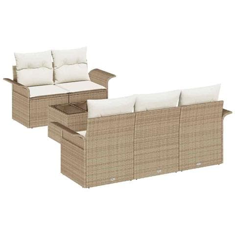 Set Divano da Giardino 6 pcs Beige e Crema 55 x 55 x 37 cm - Foto 1