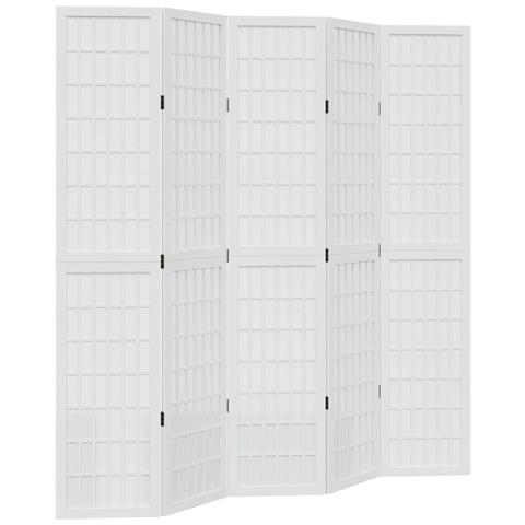 Divisorio Ambienti 5Pannelli Bianco Legno Massello di Paulownia - Foto 1