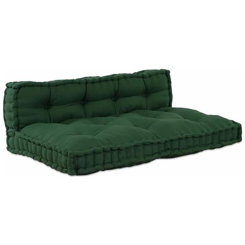 Cuscino per Divano Pallet 2 pcs Verde Tessuto - Foto 1