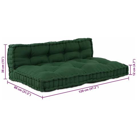 Cuscino per Divano Pallet 2 pcs Verde Tessuto - Foto 8