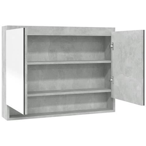 Lusso Casadino - Armadietto Bagno Con Specchio 80x15x60 Cm In Mdf Grigio Cemento - Foto 1