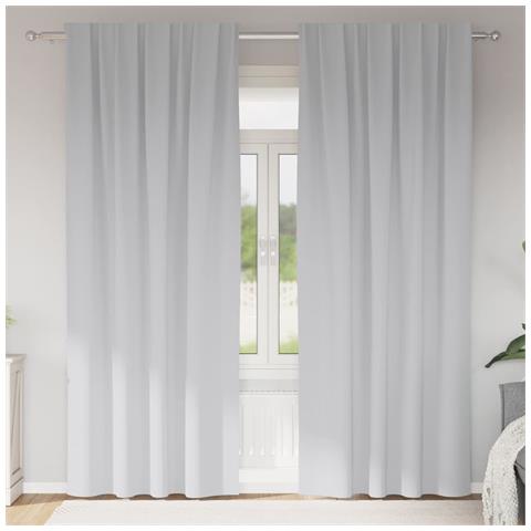 Tende con tende 2 pcs Grigio Chiaro 260x140cm Poliestere - Foto 2