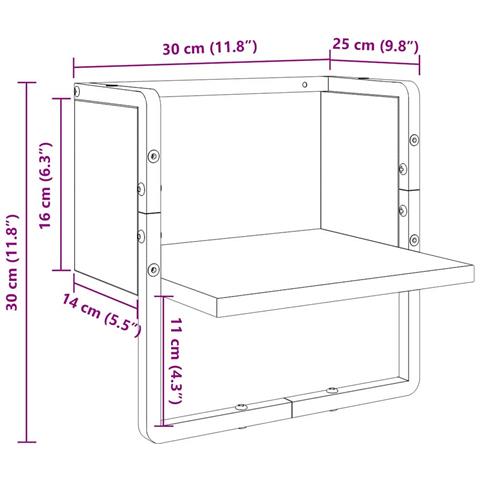Scaffale da parete con lo scaffale Rovere Nero 30 x 25 x 30 cm - Foto 8