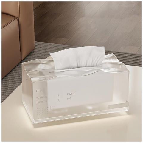 Elegante Portafazzoletti A Forma Di Iceberg Galleggiante - Dispenser Di Carta In Pet E Metallo Transparent+black - Foto 6