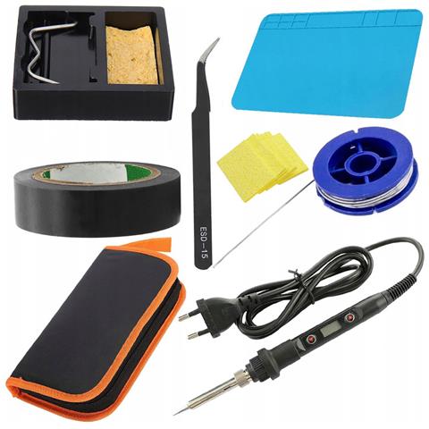 Saldatore Oc80w 80 W Con Set: Tappetino 20 × 30 Cm, Spugna, Stagno 0,8 × 10, Pinzetta, Nastro Isolante, Astuccio, Supporto - Alta Precisione E Qualità - Foto 1