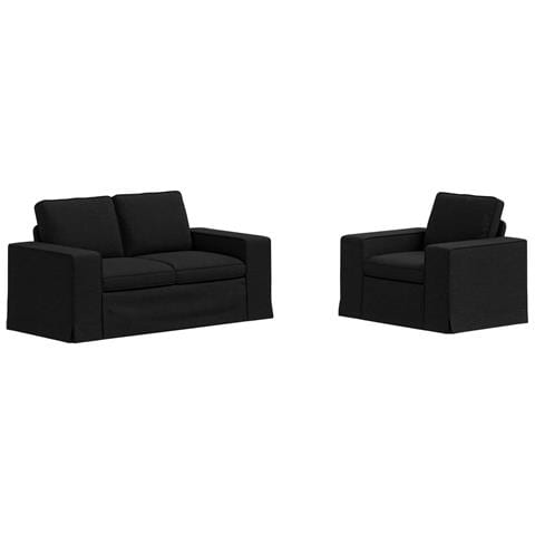 Divano 2 pcs Nero 182 x 80 x 82 cm Tessuto - Foto 1