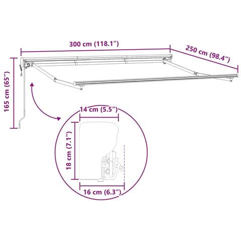Struttura della tenda elettrica retrattile Bianco 3 x 2,5 m - Foto 8