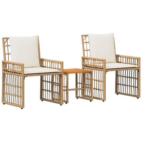 Set di Mobili da Esterno 3 pcs Naturale e Bianco Crema - Foto 1