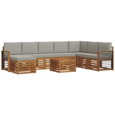Set divani con cuscino 9 pcs Grigio Naturale e Chiaro - Foto 1