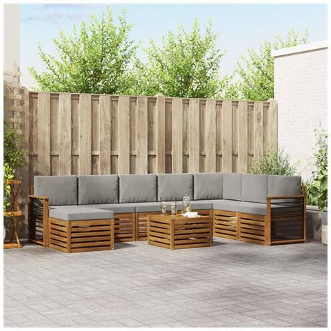 Set divani con cuscino 9 pcs Grigio Naturale e Chiaro - Foto 2