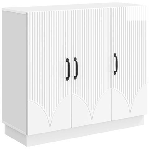 Credenza Bianco Lucido 89 x 34,5 x 77 cm Legno ingegnerizzato - Foto 1