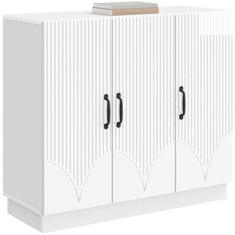 Credenza Bianco Lucido 89 x 34,5 x 77 cm Legno ingegnerizzato - Foto 2