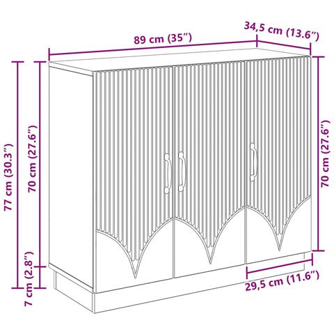 Credenza Bianco Lucido 89 x 34,5 x 77 cm Legno ingegnerizzato - Foto 9