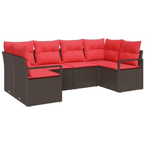 Set di divani con cuscino 6 pcs Marrone Rattan in Polipropilene - Foto 1