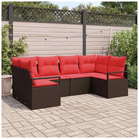 Set di divani con cuscino 6 pcs Marrone Rattan in Polipropilene - Foto 2