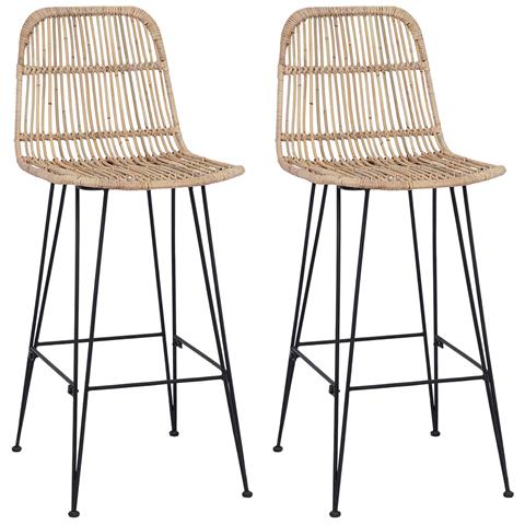 Sgabello da bar 2 pcs Naturale 44 x 55 x 109 cm - Foto 1