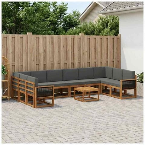 Set di divani da esterno 11 pcs Naturale e Antracite - Foto 2