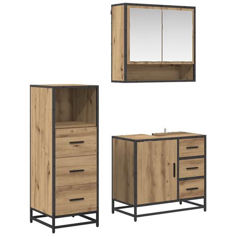 Set di mobili per il bagno con porta 3 pcs Rovere artigianale - Foto 1