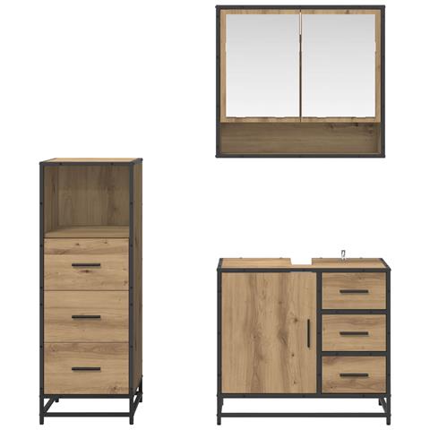 Set di mobili per il bagno con porta 3 pcs Rovere artigianale - Foto 9