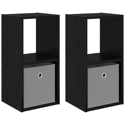 Comodino con cassetto 2 pcs Rovere Nero 30,5 x 27 x 59,5 cm - Foto 1
