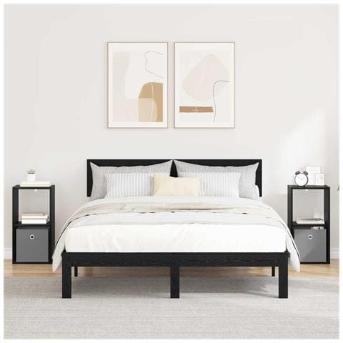 Comodino con cassetto 2 pcs Rovere Nero 30,5 x 27 x 59,5 cm - Foto 2