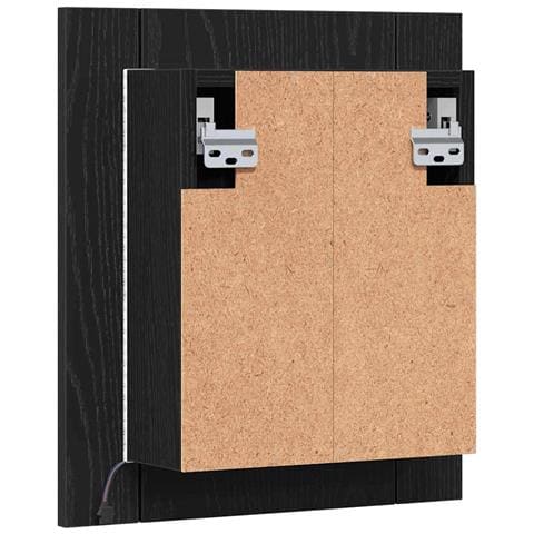 Mobiletto con specchio a LED per bagno Rovere Nero 40x12x45 cm in Legno Multistrato - Foto 9