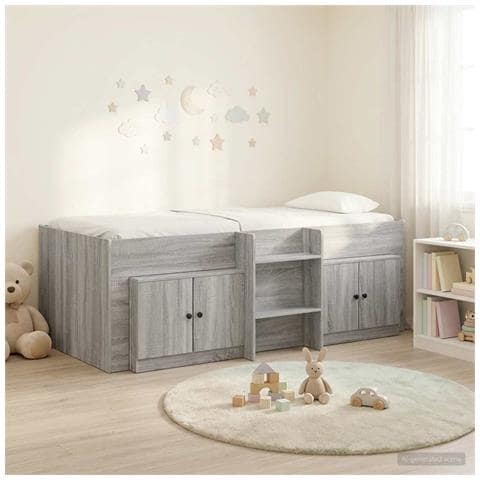 Struttura Letto Loft con Mobile con porta 3 pz Sonoma grigio - Foto 2