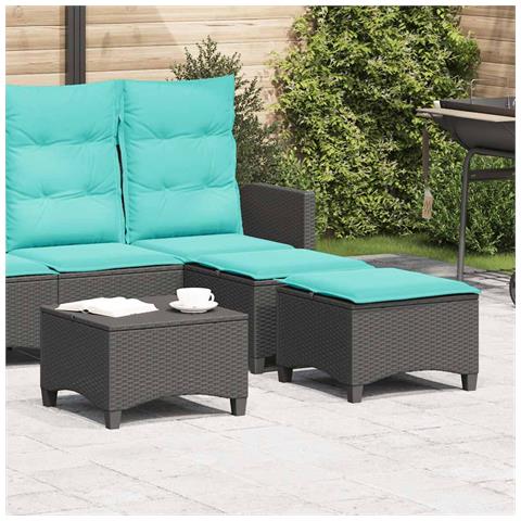 Sgabelli Giardino con Cuscini 2 pz Nero 55x55x36 cm Polyrattan - Foto 2