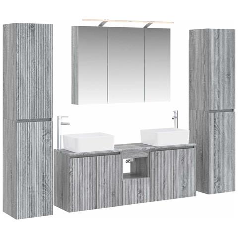 Set di mobili per il bagno 6 pcs Sonoma grigio - Foto 1